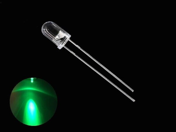 LED 5mm klar LEDs 10, 20, 50 oder 100 Stück oder Set 8 Farben zur AUSWAHL Grün 20 Stück