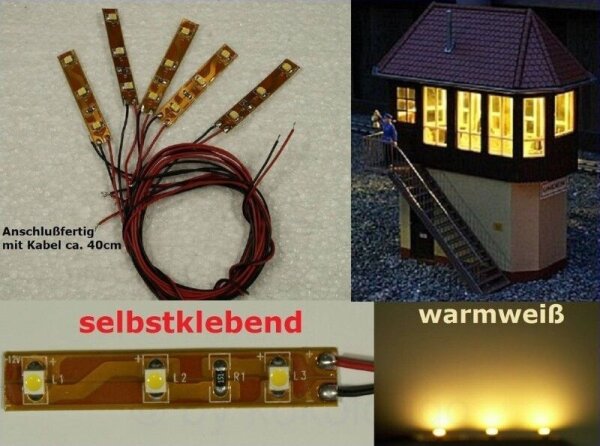 LED Hausbeleuchtung warmweiß mit Kabel für Häuser Bahnhof Autos 20 Stück S330