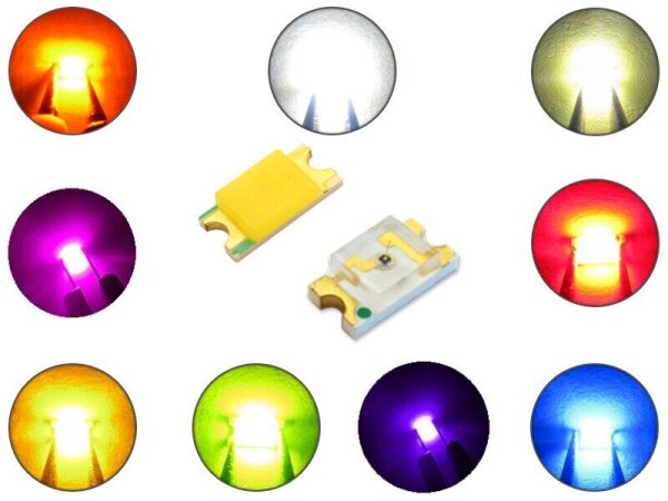 LED SMD 1206 micro mini LEDs 10 20 50 100 Stück und Set und 9 Farben AUSWAHL Set 1206 alle Farben 90 Stück Set alle Farben