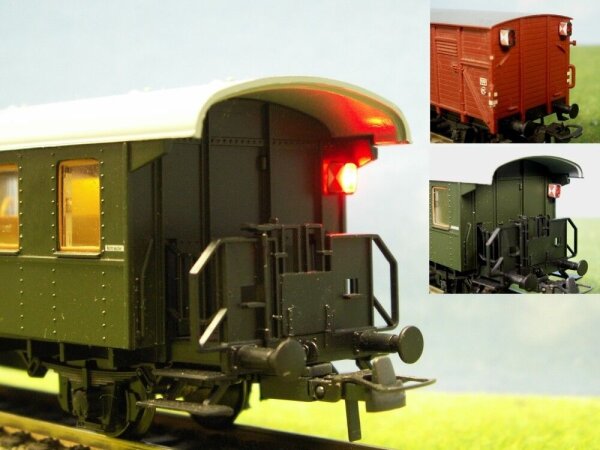LED Zugschlußlaternen Zugschlußbeleuchtung H0 Waggons AC DC DCC 2 Stück