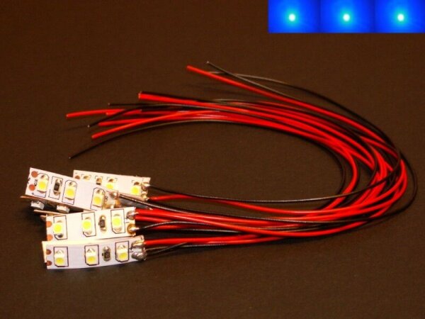 Mini LED Beleuchtung blau mit Kabel 8-16V Kirmes Häuser RC Auto 10 Stück S945