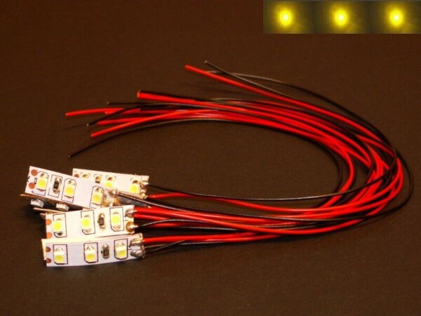 Mini LED Beleuchtung gelb mit Kabel 8-16V Kirmes Häuser RC Auto 10 Stück S946