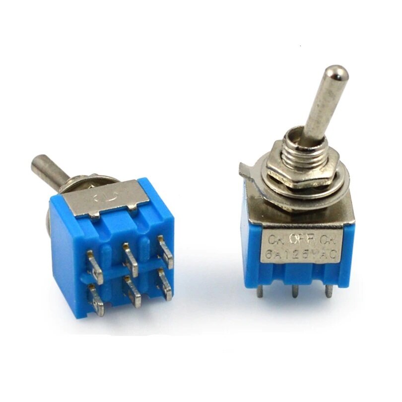 Schalter Miniatur Kippschalter 6-polig EIN/AUS/EIN 2xUM Umschalter 10