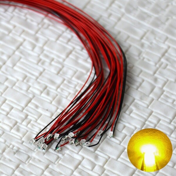 SMD LED 0402 0603 0805 1206 mit Microlitze Litze Kabel LEDs Farben AUSWAHL 10 Stück 0805 gelb