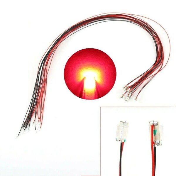 SMD LED 0402 0603 0805 1206 mit Microlitze Litze Kabel LEDs Farben AUSWAHL 10 Stück 1206 rot