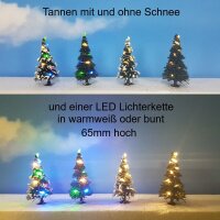 Weihnachtsbaum LED Lichterkette bunt beleuchtet Tanne Schnee 65 bis 135mm H0 TT