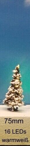 Weihnachtsbaum LED Lichterkette bunt beleuchtet Tanne Schnee 65 bis 135mm H0 TT 75mm ww LEDs Schneetanne