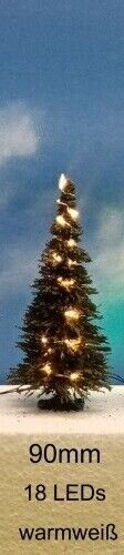 Weihnachtsbaum LED Lichterkette bunt beleuchtet Tanne Schnee 65 bis 135mm H0 TT 90mm ww LEDs grüne Tanne