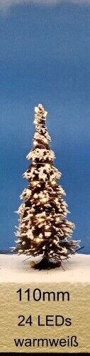 Weihnachtsbaum LED Lichterkette bunt beleuchtet Tanne Schnee 65 bis 135mm H0 TT 110mm ww LEDs Schneetanne