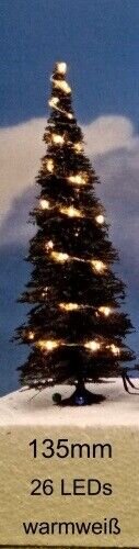 Weihnachtsbaum LED Lichterkette bunt beleuchtet Tanne Schnee 65 bis 135mm H0 TT 135mm ww LEDs grüne Tanne