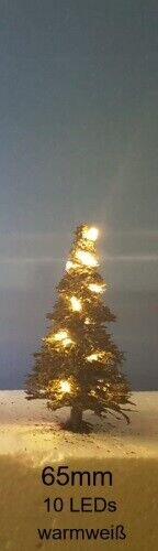 Weihnachtsbaum LED Lichterkette bunt beleuchtet Tanne Schnee 65 bis 135mm H0 TT 65mm ww LEDs grüne Tanne