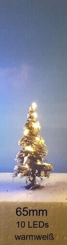 Weihnachtsbaum LED Lichterkette bunt beleuchtet Tanne Schnee 65 bis 135mm H0 TT 65mm ww LEDs Schneetanne
