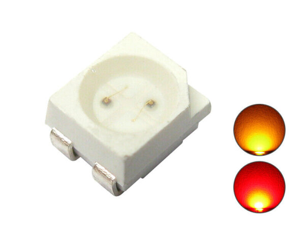 Duo Bi-Color LED 3528 SMD LEDs Lichtwechsel Lok Wendezug analog digital FARBWAHL 10 Stück gelb / rot