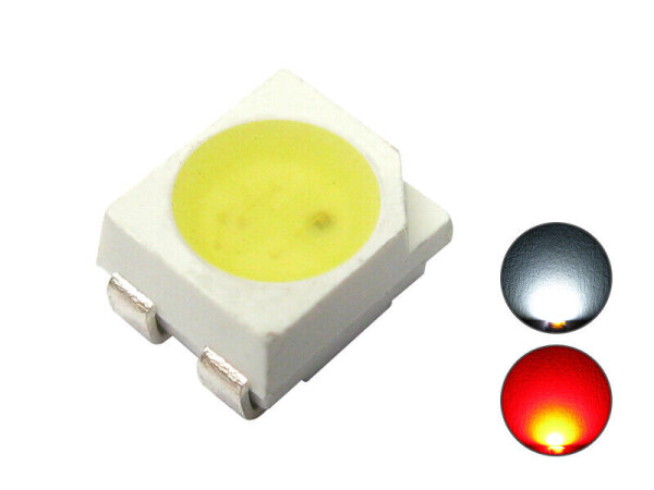 Duo Bi-Color LED 3528 SMD LEDs Lichtwechsel Lok Wendezug analog digital FARBWAHL 20 Stück kaltweiß / rot