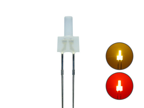Duo LED 2mm Tower Bi-color LEDs 2pin Lichtwechsel Loks Wendezug FARBWAHL 10 Stück gelb / rot diffus