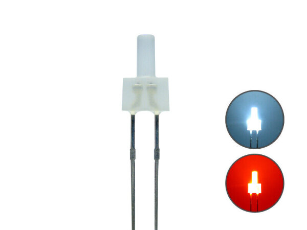 Duo LED 2mm Tower Bi-color LEDs 2pin Lichtwechsel Loks Wendezug FARBWAHL 10 Stück kaltweiß / rot diffus