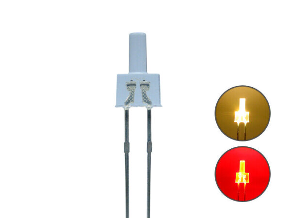 Duo LED 2mm Tower Bi-color LEDs 2pin Lichtwechsel Loks Wendezug FARBWAHL 10 Stück warmweiß / rot klar