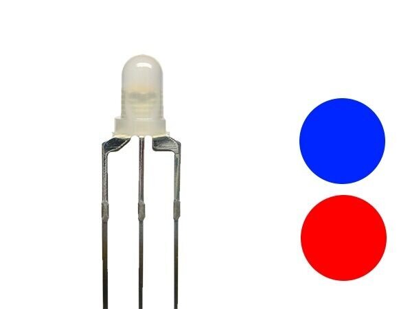 DUO LED 3mm Bi-Color rot / blau diffus 3-pin gemeinsame Kathode 20 Stück S688