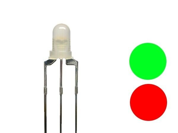 DUO LED 3mm Bi-Color rot / grün diffus 3-pin gemeinsame Anode LEDs 10 Stück S686