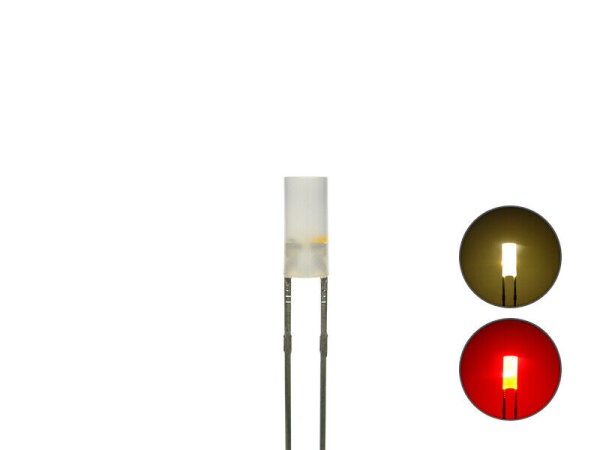 Duo LED 3mm Zylinder Bi-color LEDs 2pin Lichtwechsel Beleuchtung Loks FARBWAHL 20 Stück warmweiß / rot diffus