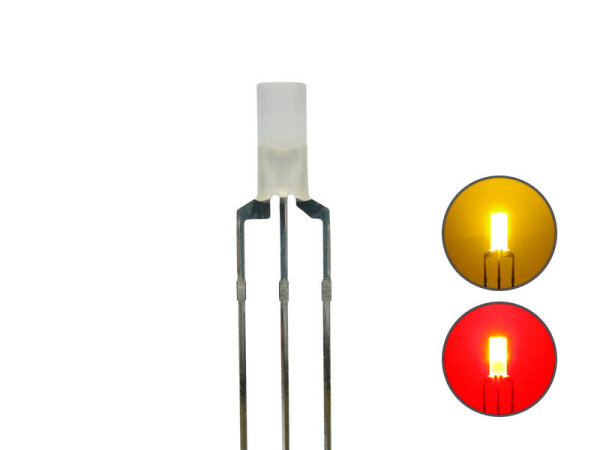 Duo LED 3mm Zylinder Bi-color LEDs 3pin digital Lichtwechsel Loks FARBAUSWAHL 10 Stück gelb / rot diffus