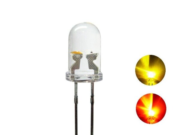 Duo LED 5mm Bi-color LEDs 2pin Lichtwechsel Beleuchtung Loks Wendezug FARBWAHL 20 Stück gelb / rot klar