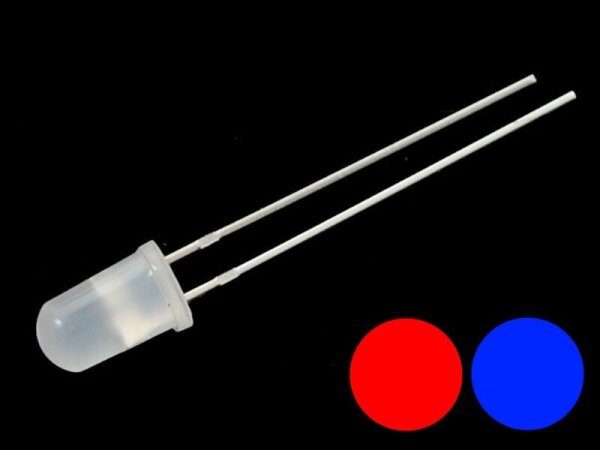 DUO LED 5mm Bi-Color rot / blau diffus 2 Pins bicolor LEDs 10 Stück S285