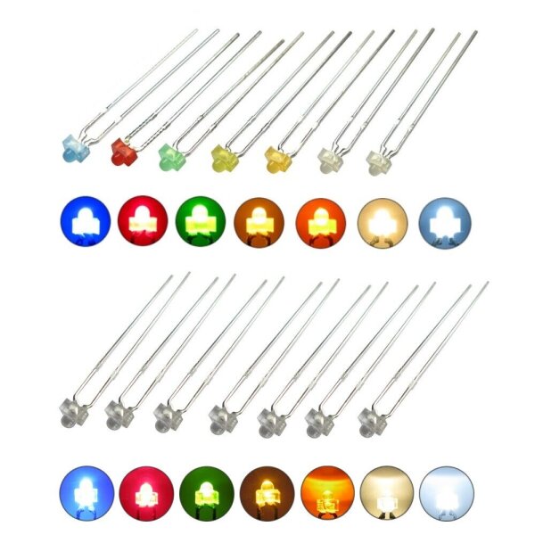 LED 1,8mm diffus klar mini Miniatur LEDs 7 Farben 10 20 50 100 Stück Set AUSWAHL