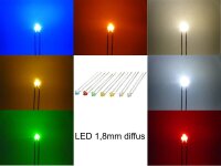 LED 1,8mm diffus klar mini Miniatur LEDs 7 Farben 10 20 50 100 Stück Set AUSWAHL