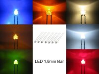 LED 1,8mm diffus klar mini Miniatur LEDs 7 Farben 10 20 50 100 Stück Set AUSWAHL