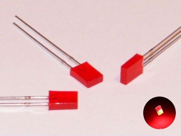 LED 2x5mm rechteckig flach diffus 2x5x7mm LEDs 10 20 50 100 Stück Set Auswahl 100 Stück rot