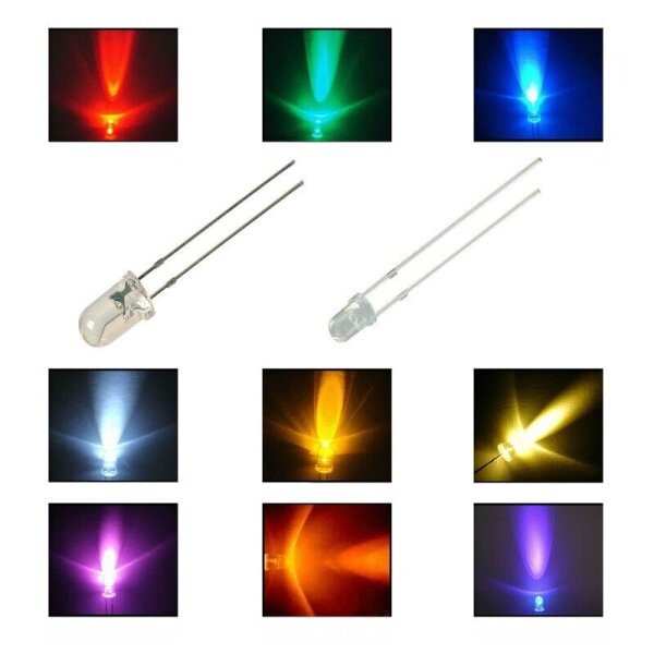 LED 3mm 5mm klar LEDs 10, 20, 50 oder 100 Stück oder Set 9 Farben