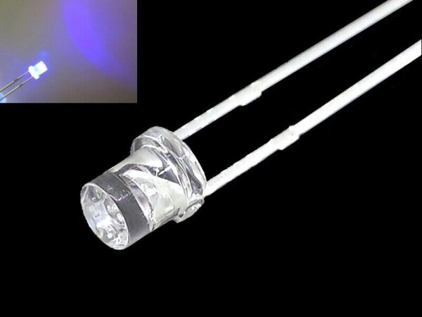 LED 3mm Zylinder klar Flachkopf LEDs zylindrisch flach Flat 10 20 50 100 Stück 100 Stück violett UV