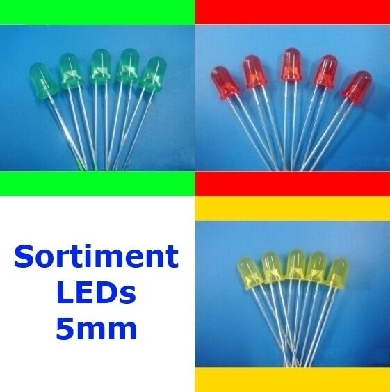 LED 5mm Set rot gelb grün diffus Sortiment LEDs 30 Stück S502