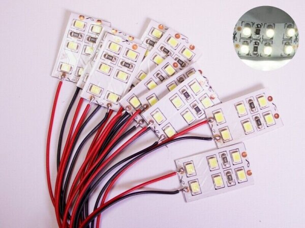 LED Hausbeleuchtung weiß mit Kabel 6 LEDs 8-16V Häuser Gebäude 20 Stück S236