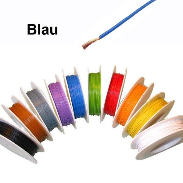 Litze Kabel 0,14mm² LIFY Kupferschaltlitze 25 Meter auf Spule 10 Farben Auswahl Blau