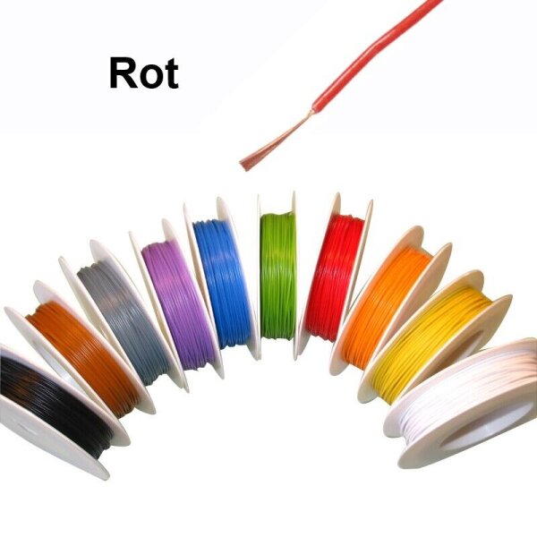 Litze Kabel 0,14mm² LIFY Kupferschaltlitze 25 Meter auf Spule 10 Farben Auswahl Rot