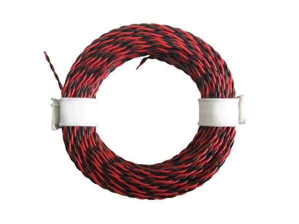 Litze Zwillingslitze 2x 0,04mm² rot schwarz verdrillt LIYV Doppellitze 10m Ring