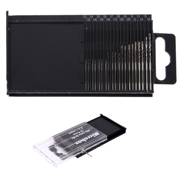 Miniaturbohrer-Set 20-tlg. – 0,3–1,6 Mm, HSS, Für Leiterplatten & Modellbau, In Spenderbox