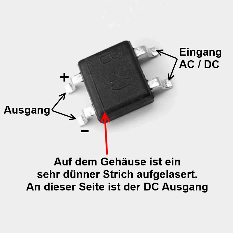 50 Pièces Pont Redresseur B380C1000 (B380) 380V 1A THT DIL-4 - Diotec - Neuf Allemagne