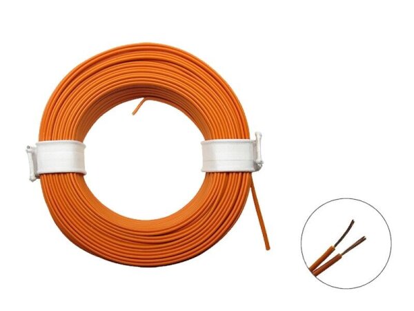 Zwillingslitze Doppellitze 2x 0,08mm² 10m Ring Litze zweiadrig viele Farben orange / orange