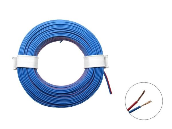 Zwillingslitze Doppellitze 2x 0,08mm² 10m Ring Litze zweiadrig viele Farben rot / blau