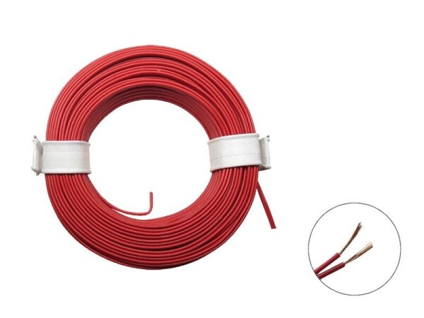 Zwillingslitze Doppellitze 2x 0,08mm² 10m Ring Litze zweiadrig viele Farben rot / rot
