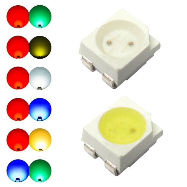 Bi-Color LED 3528 Duo SMD LEDs Rot/Grün, Rot/Gelb, Rot/Weiß, Rot/Blau, Blau/Grün