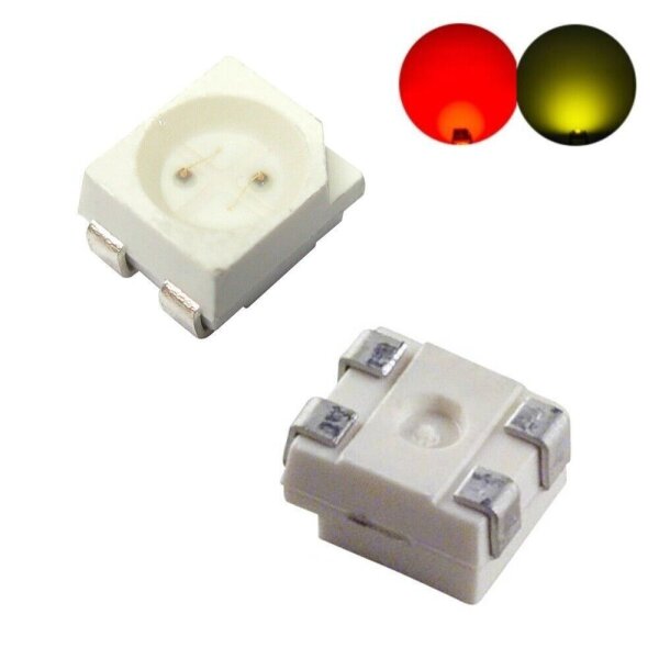 Bi-Color LED 3528 Duo SMD LEDs Rot/Grün, Rot/Gelb, Rot/Weiß, Rot/Blau, Blau/Grün Rot / Grünlich (gelbgrün)