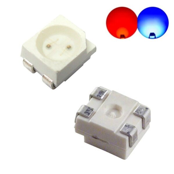 Bi-Color LED 3528 Duo SMD LEDs Rot/Grün, Rot/Gelb, Rot/Weiß, Rot/Blau, Blau/Grün Rot / Blau