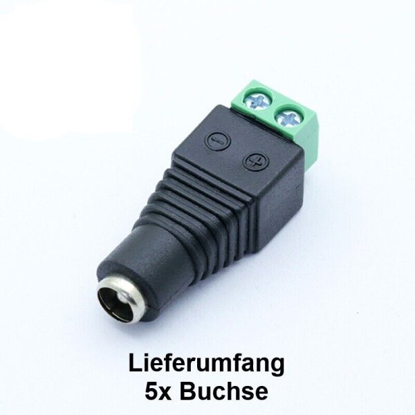 DC Buchse Stecker Adapter 2,1 x 5,5 mm mit Schraubklemme Verbinder für Netzteil 5x Buchse