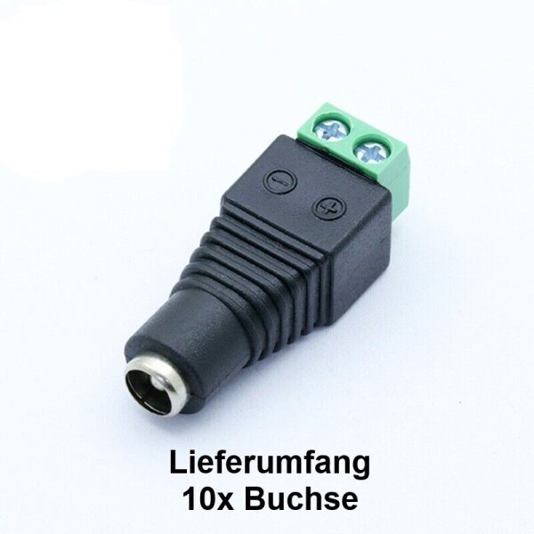 DC Buchse Stecker Adapter 2,1 x 5,5 mm mit Schraubklemme Verbinder für Netzteil 10x Buchse