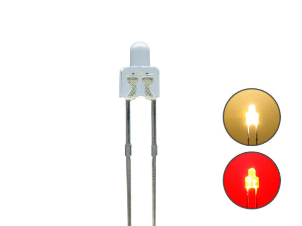 DUO LED 2mm bicolor warmweiß rot klar Lichtwechsel Loks Triebwagen 10 Stück S652