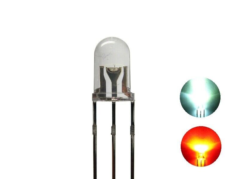 DUO LED 5mm Bi Color weiß rot 3 pin Lichtwechsel Loks DIGITAL LEDs 20